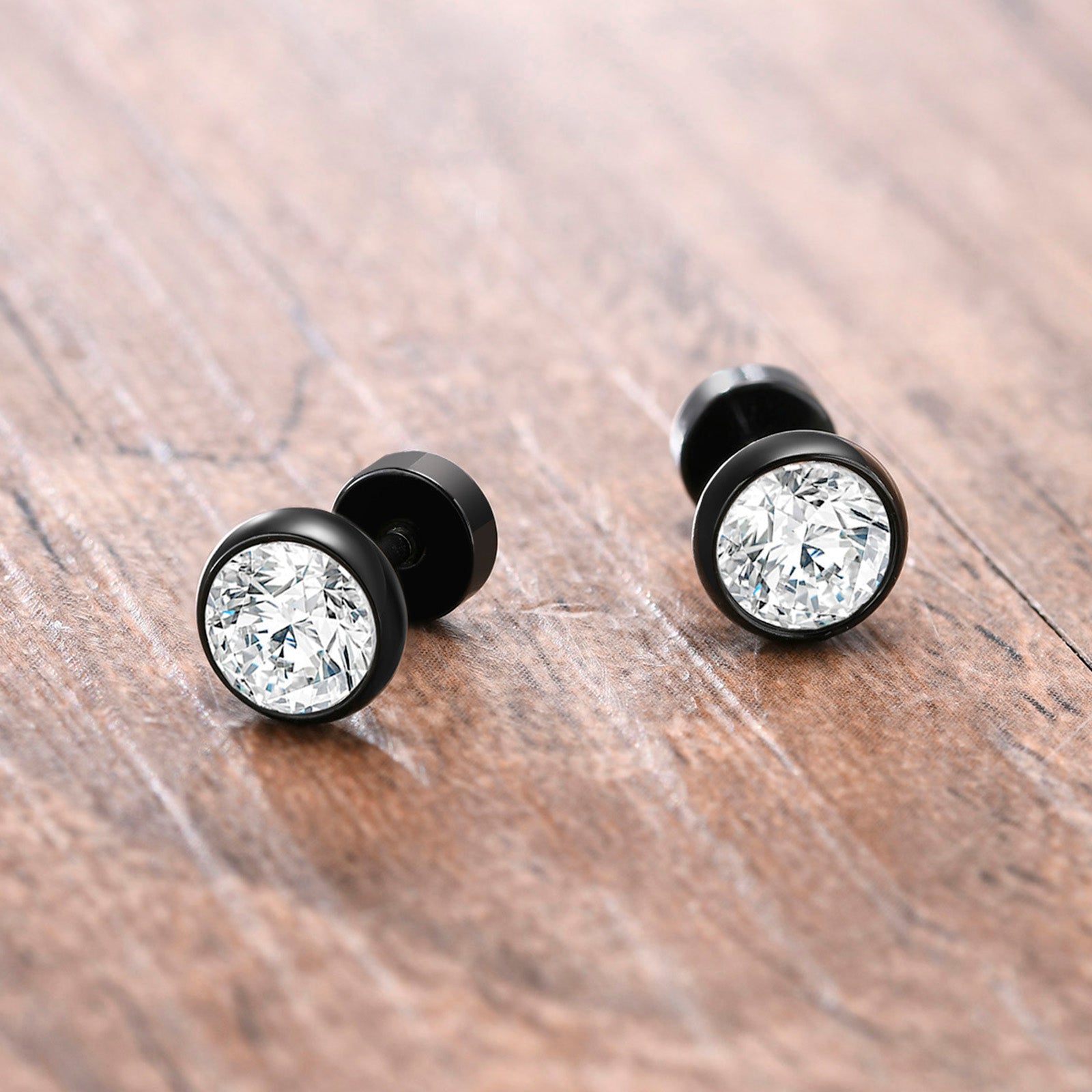 Boucle d'oreille homme pierre point de lumière 8mm